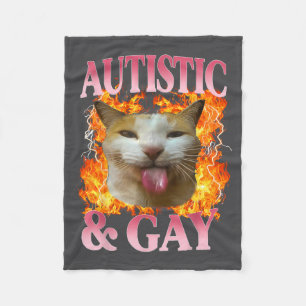 Grappige kat humor citaat autistische en homokat m fleece deken