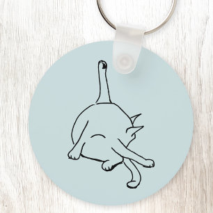 Grappige kat humor lijn tekening kunst sleutelhanger