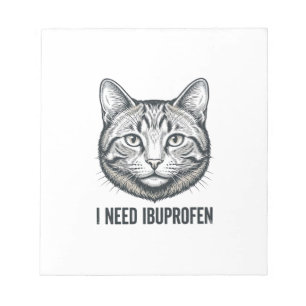 Grappige Kat Ibuprofen Vintage Gravure Ontwerp_1 Notitieblok