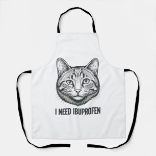 Grappige Kat Ibuprofen Vintage Gravure Ontwerp_1 Schort