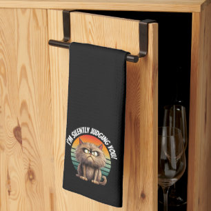 Grappige kat Ik ben stil oordelen u hand Theedoek