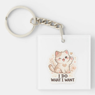 Grappige kat, ik doe wat ik wil, schattige kat sleutelhanger