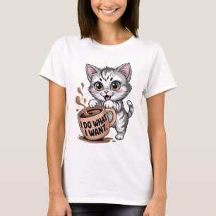 Grappige Kat Ik Doe Wat Ik Wil T-shirt Sarcastis