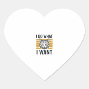 Grappige Kat Ik Doe Wat Ik Wil Vintage Gravure Shi Hart Sticker
