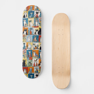 Grappige kat illustraties skateboard