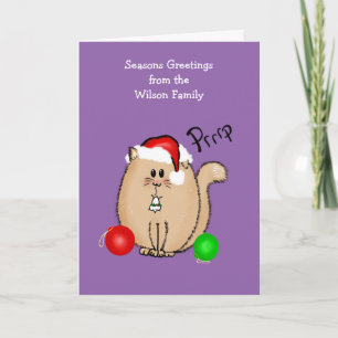 Grappige kat in muis kerstkaart gepersonaliseerd feestdagen kaart