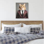 Grappige kat in pak canvas afdruk (Insitu (Slaapkamer))