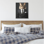 Grappige kat in pak canvas afdruk (Insitu (Slaapkamer))