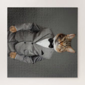 Grappige kat in pak legpuzzel (Horizontaal)