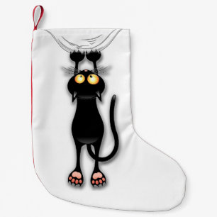 Grappige kat Karakter krabt aan Stof Kleine Kerstsok
