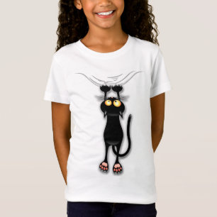 Grappige kat Karakter krabt aan Stof T-shirt