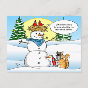 Grappige kat kerst Briefkaarten   Tabby Snowman