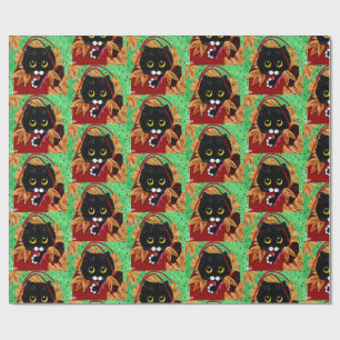 Grappige kat kerst kunst cadeaupapier