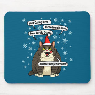 Grappige Kat Kerstlied Meme Merch Kerstman Hoed Ki Muismat