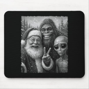 Grappige Kat Kerstman Bigfoot Alien Kerst Zelfport Muismat