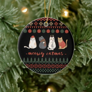 Grappige Kat Kerstwoordspeling - Kat Kerstmis Keramisch Ornament
