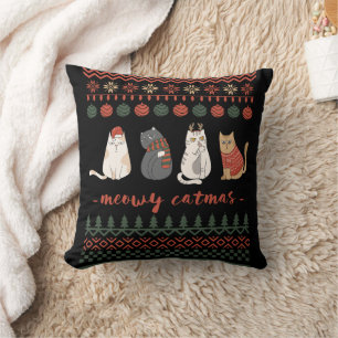 Grappige Kat Kerstwoordspeling - Kat Kerstmis Kussen