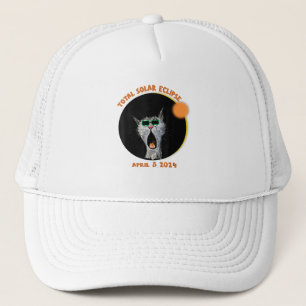 Grappige kat kijken totale zonsverduistering 2024 trucker pet