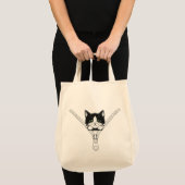 Grappige kat kitten piek tote bag (Voorkant (product))