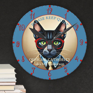 Grappige kat klas leraar ronde klok