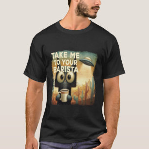 Grappige Kat Koffie UFO Cadeau voor Koffieliefhebb T-shirt