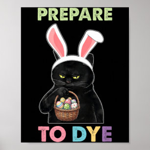 Grappige kat konijnenoren klaar om paasei te verve poster
