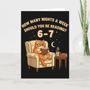 Grappige kat leest 6-7 meme Englieacher boekenlief Kaart