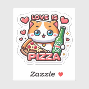 Grappige kat liefde is pizza sticker