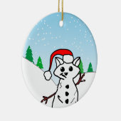 Grappige Kat Liefhebber Kerstmis Vakantie Sneeuwma Keramisch Ornament (Rechts)