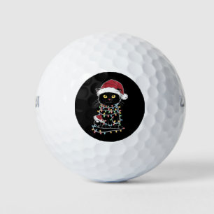 Grappige kat liefhebber kerstverlichting golfballen