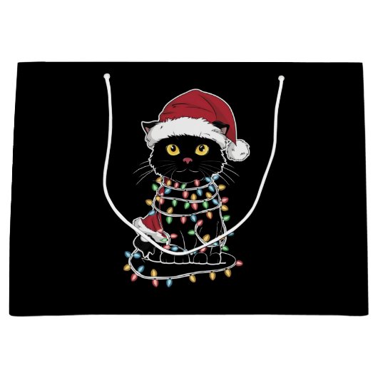Grappige kat liefhebber kerstverlichting groot cadeauzakje (Voorkant)