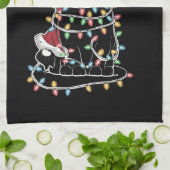 Grappige kat liefhebber kerstverlichting theedoek (Gevouwen)