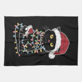 Grappige kat liefhebber kerstverlichting theedoek (Horizontaal)