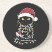 Grappige kat liefhebber kerstverlichting zandsteen onderzetter (Voorkant)