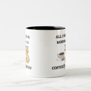 GRAPPIGE KAT LIEFHEBBERS KOFFIE EN MIAUW T-Shirt Tweekleurige Koffiemok