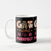 Grappige Kat Mama Life Purfect Leopard Print Kat M Koffiemok (Links)