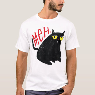 Grappige kat Meh Meow Zwart Kat Voor Mannen Vrouwe T-shirt