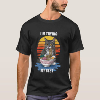 Grappige kat meme ik doe mijn best t-shirt
