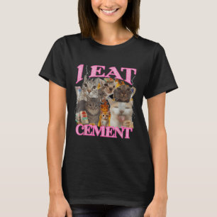 Grappige kat meme ik eet cement Japans citaat dier T-shirt