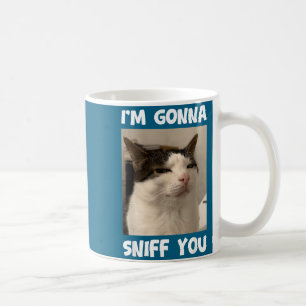 Grappige kat meme ik ga je snuiven rare humor koffiemok