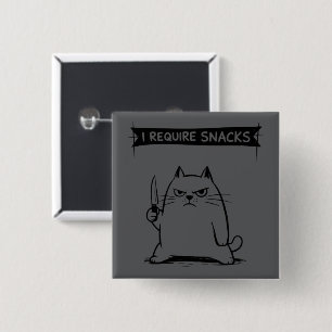 Grappige kat meme Ik heb snacks nodig Vierkante Button 5,1 Cm