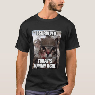 Grappige kat meme ik heb vandaag buikpijn overleef t-shirt