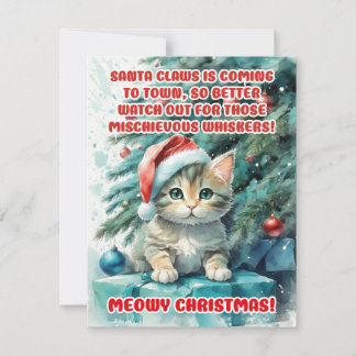 "GRAPPIGE KAT MEOWY KERSTMIS" Wenskaarten Feestdagenkaart