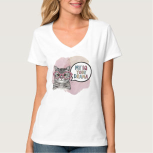 Grappige Kat met Bril "Mijn IQ > Jouw Drama" - Sar T-shirt