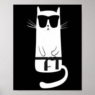 Grappige kat met een zonnebril Karate Judo Black B Poster