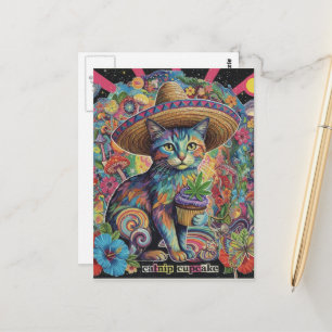 Grappige Kat Met Katnip Cupcake Collage Briefkaart