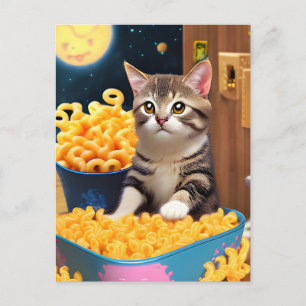 Grappige kat met pasta briefkaart