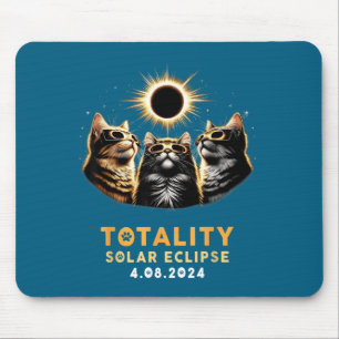 Grappige kat met zonnebril voor zonsverduistering muismat