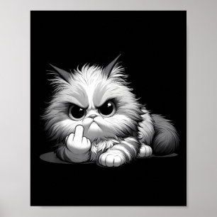 Grappige kat middelste vinger sarcastisch sassy ch poster