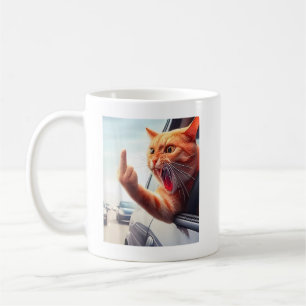 Grappige kat middelvinger hilarische kat in de aut koffiemok